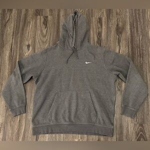 Vintage Men’s Nike Grey/ White Embroidered Swoosh Fleece Hoodie- XL